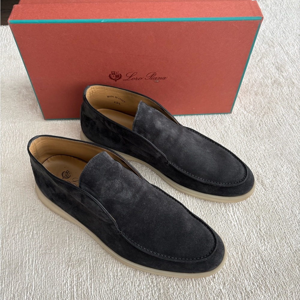 Loro Piana Men’s Caviar Suede Open Walk Loafers sz. 43.5